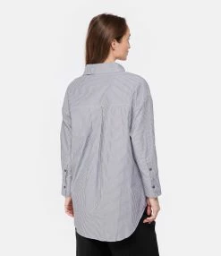 ANINE BING Chemise Mika Rayures Coton Gris -Majestic Filatures shop anine look20230126 511