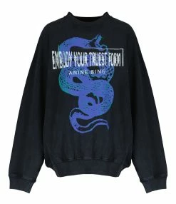 ANINE BING Sweatshirt Jaci Coton Organique Noir Délavé