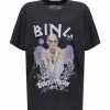 Tee-shirt Lili Elton John Coton Noir Délavé, Collaboration Anine Bing X Terry O'Neill X IScreamColour
