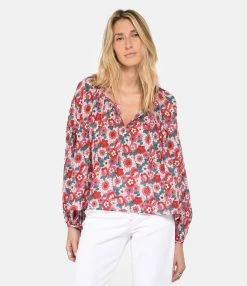 ANTIK BATIK Blouse Blossom Rouge 7 ANTIK BATIK Blouse Blossom Rouge -Majestic Filatures shop antik look20230111 376