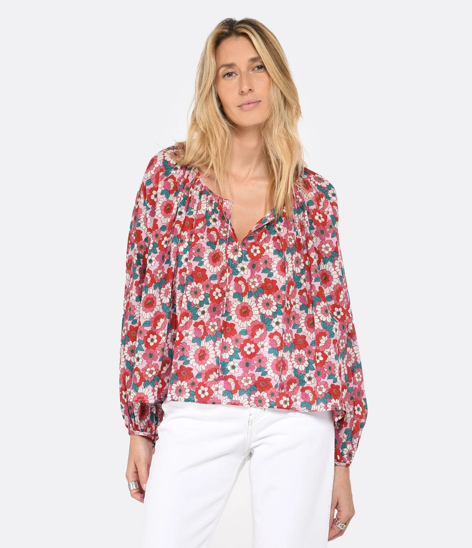 ANTIK BATIK Blouse Blossom Rouge 3 ANTIK BATIK Blouse Blossom Rouge – Image 3