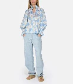 ANTIK BATIK Blouse Peony Bleu -Majestic Filatures shop antik look20230215 306