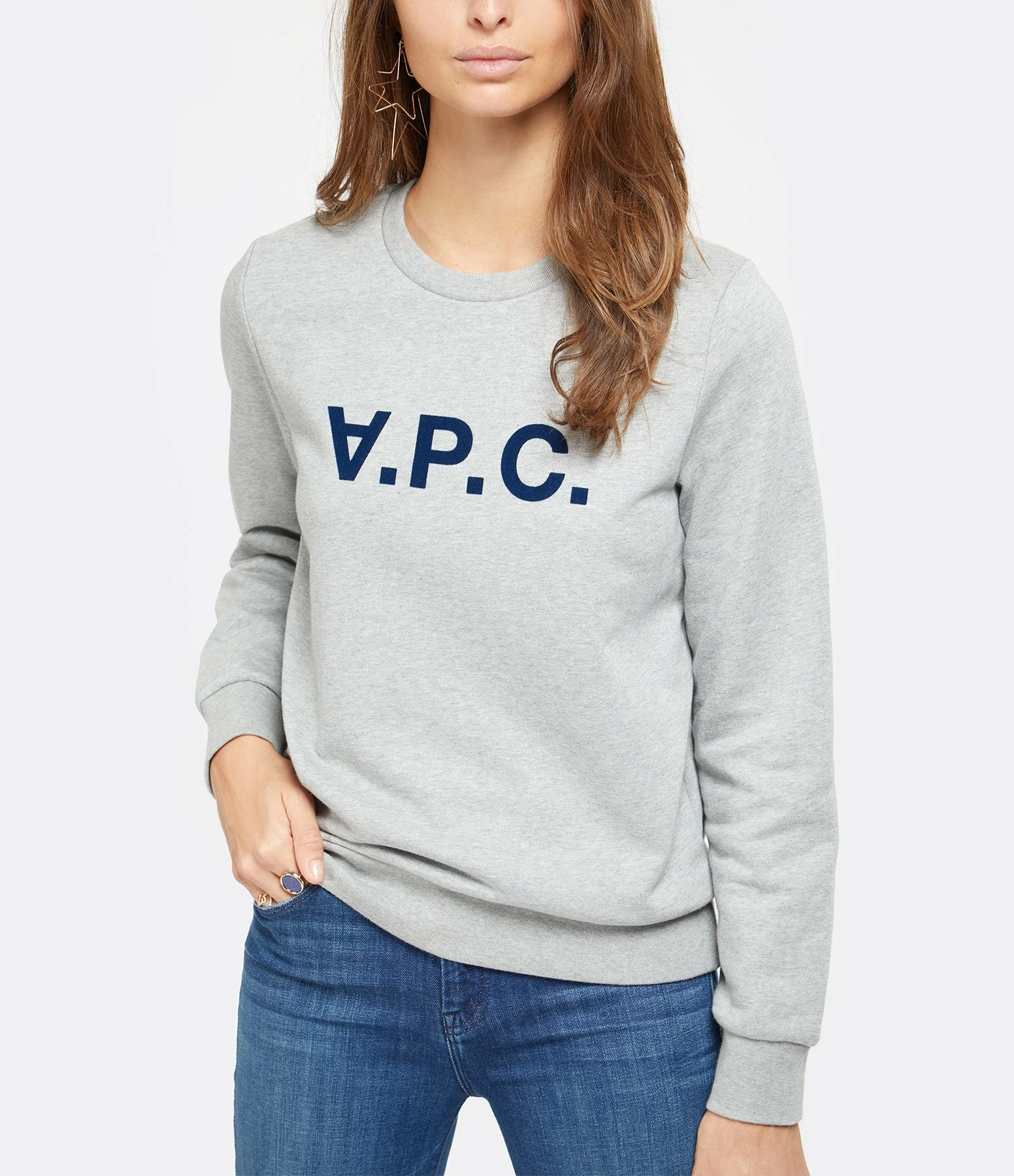 A.P.C. Sweatshirt Viva Coton Gris Chiné 2 A.P.C. Sweatshirt Viva Coton Gris Chiné – Image 2