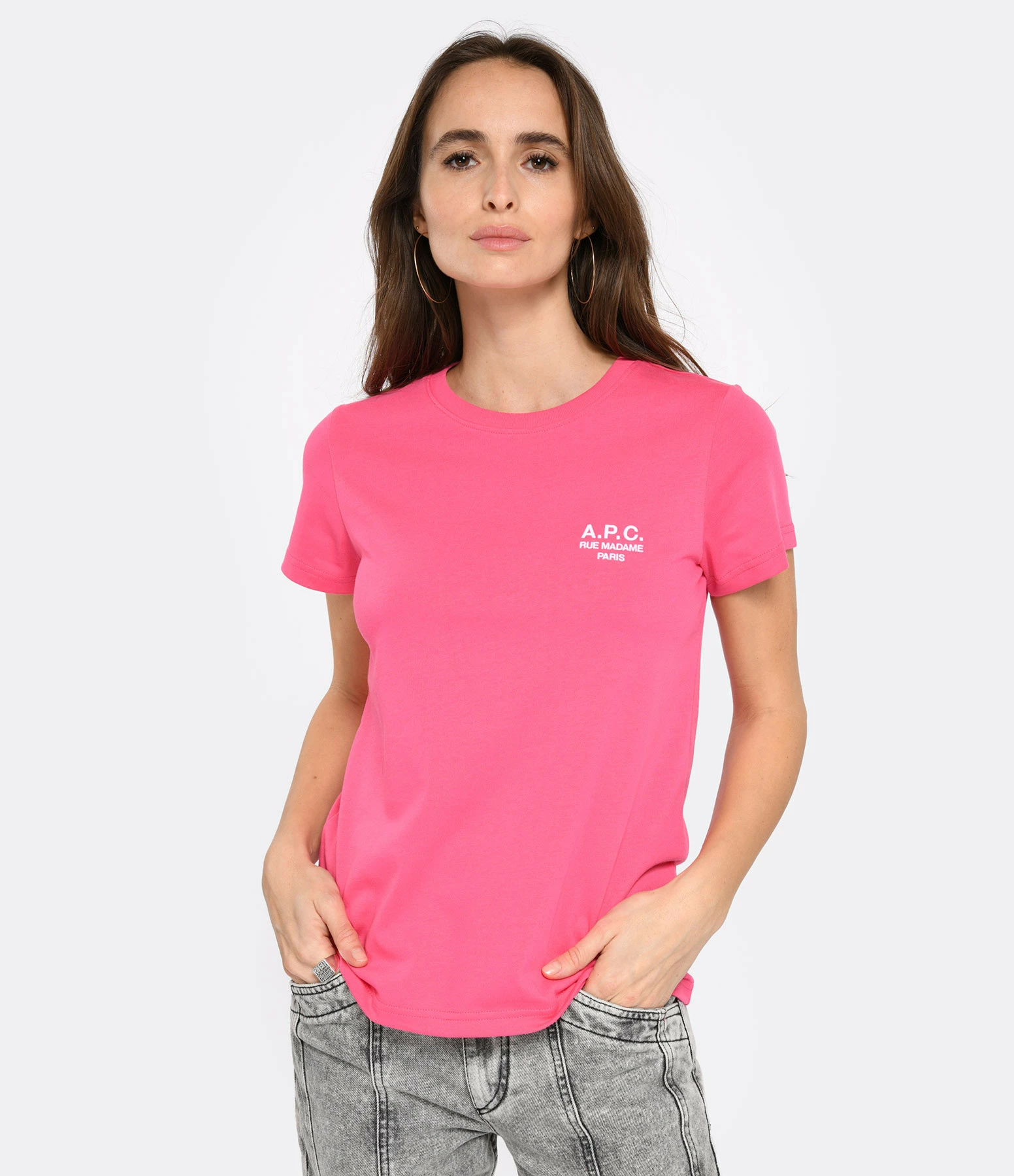 A.P.C. Tee-shirt New Denise Coton Rose Vif 2 A.P.C. Tee-shirt New Denise Coton Rose Vif – Image 2