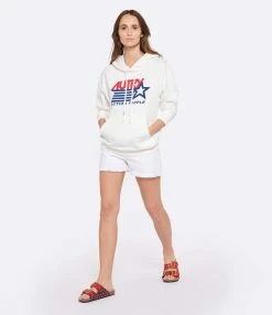 AUTRY Sweatshirt Hoodie Iconic Action Coton Blanc -Majestic Filatures shop autry look20221220 386