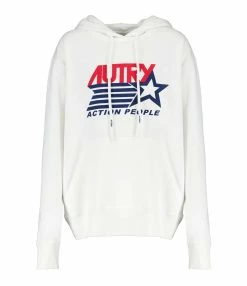 AUTRY Sweatshirt Hoodie Iconic Action Coton Blanc