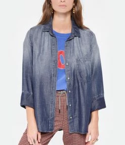 Bella Dahl Chemise Tail Button Down Dark Ombre Wash -Majestic Filatures shop bella look20210907 132