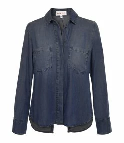 Bella Dahl Chemise Split Back Button Down Dark Ombre Wash
