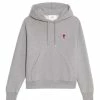 AMI Paris Sweatshirt Hoodie Unisexe Ami De Cœur Coton Bio Gris Chiné