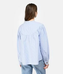 CHARLIE JOE Blouse Noam Coton Rayures Bleu -Majestic Filatures shop charl look20221206 340