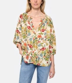 CHARLIE JOE Blouse Monize Coton Imprimé -Majestic Filatures shop charl look20230222 199
