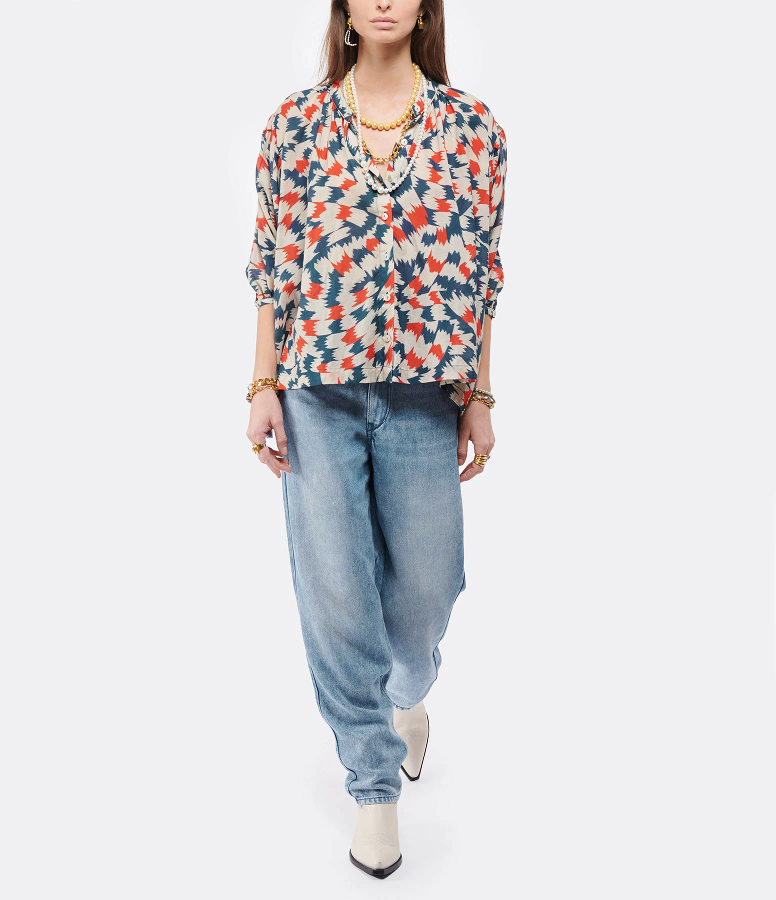 CHUFY Blouse Nora Coton Imprimé Sicily Red 4 CHUFY Blouse Nora Coton Imprimé Sicily Red – Image 4