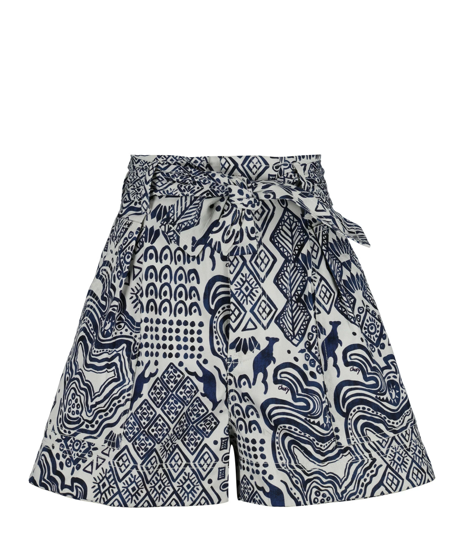 CHUFY Short Nino Coton Blanc Bleu 1 CHUFY Short Nino Coton Blanc Bleu