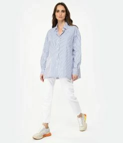 CLOSED Chemise Coton Bio Bleu Blanc -Majestic Filatures shop close look20221227 175