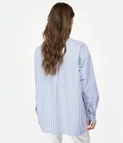 CLOSED Chemise Coton Bio Bleu Blanc -Majestic Filatures shop close look20221227 183