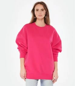 CLOSED Sweatshirt Oversized Coton Rose Framboise -Majestic Filatures shop close look20230110 38