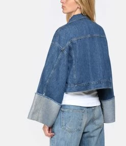 CLOSED Veste Courte Denim Coton Bio Bleu Foncé -Majestic Filatures shop close look20230214 344