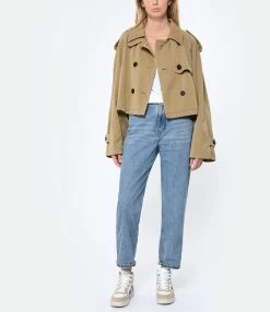 CLOSED Trench Court Coton Bio Marron Marbré -Majestic Filatures shop close look20230222 389