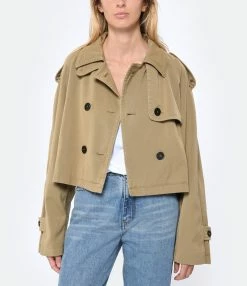 CLOSED Trench Court Coton Bio Marron Marbré -Majestic Filatures shop close look20230222 391