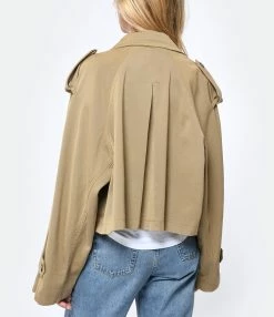 CLOSED Trench Court Coton Bio Marron Marbré -Majestic Filatures shop close look20230222 392