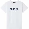 A.P.C. Tee-shirt Coton Blanc Bleu Marine