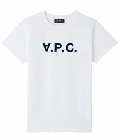 A.P.C. Tee-shirt Coton Blanc Bleu Marine