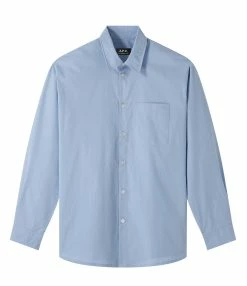 A.P.C. Chemise Boyfriend Logo Bleu Clair