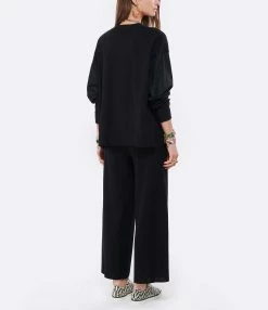 CT PLAGE Sweatshirt Coton Noir -Majestic Filatures shop ctpla look20220202 249