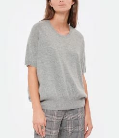 CT PLAGE Pull Manches Courtes Cachemire Raccoon Gris 7 CT PLAGE Pull Manches Courtes Cachemire Raccoon Gris -Majestic Filatures shop ctpla look20220713 242