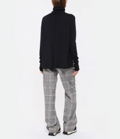 CT PLAGE Pull Col Montant Soie Cachemire Noir -Majestic Filatures shop ctpla look20220713 248