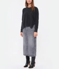 CT PLAGE Pull Col Rond Raccoon Gris -Majestic Filatures shop ctpla look20220713 273