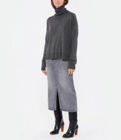 CT PLAGE Pull Col Montant Soie Cachemire Gris -Majestic Filatures shop ctpla look20220713 277