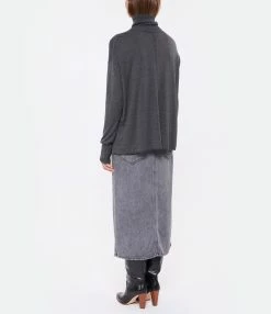 CT PLAGE Pull Col Montant Soie Cachemire Gris -Majestic Filatures shop ctpla look20220713 281