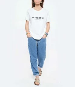 DEAR JULIETTE Tee-shirt Yesterday Coton Biologique Blanc -Majestic Filatures shop dearj look20220316 65