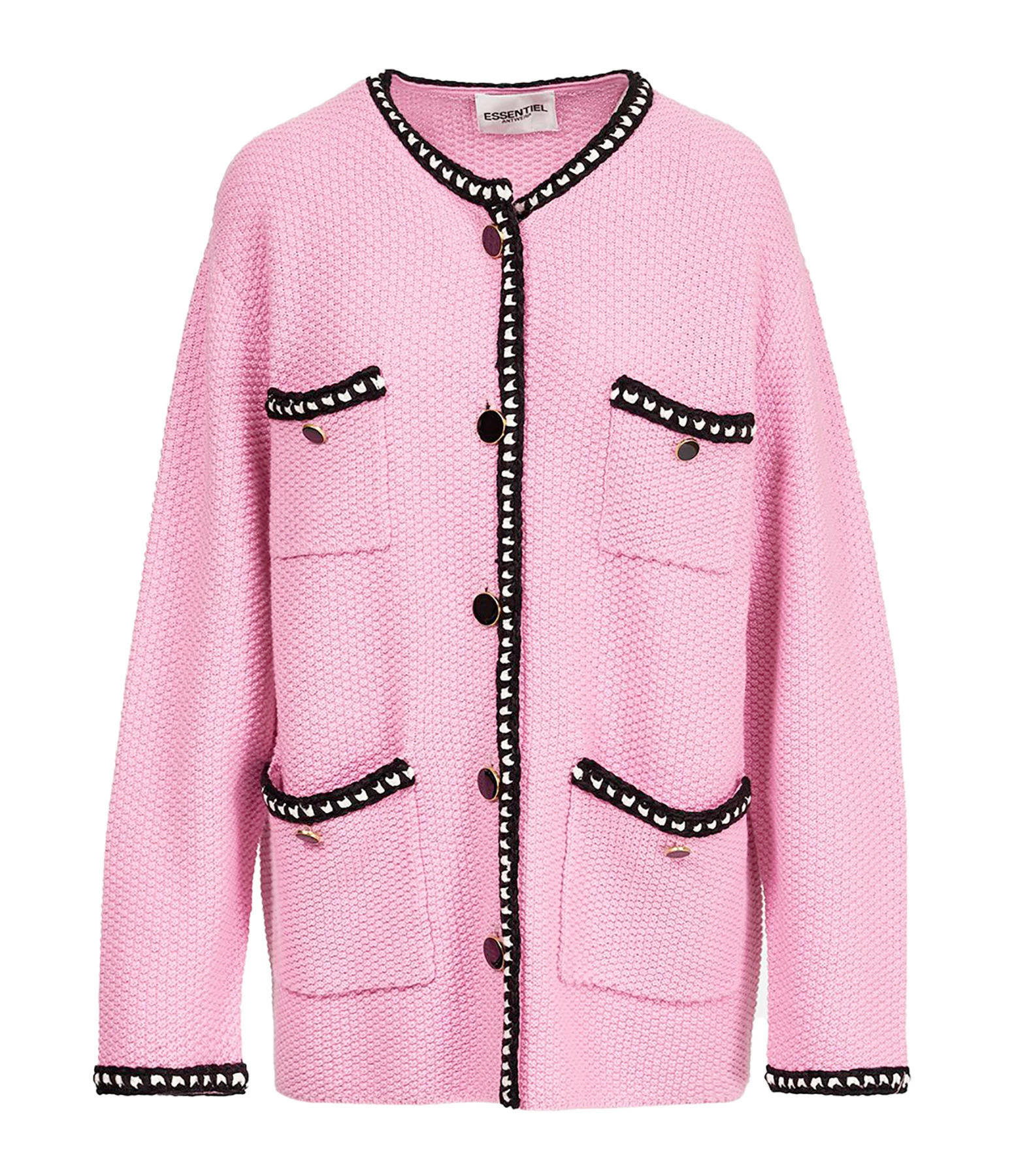 ESSENTIEL ANTWERP Cardigan Dickens Laine Coton Rose 1 ESSENTIEL ANTWERP Cardigan Dickens Laine Coton Rose