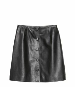 MAISON STANDARDS Jupe Boutonnée Emilia Cuir Noir