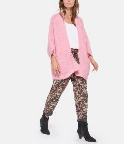 ESSENTIEL ANTWERP Cardigan Castrid Oversize Mohair Rose -Majestic Filatures shop essen look20220830 627