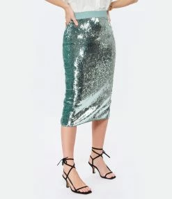 ESSENTIEL ANTWERP Jupe Crayon Dorinda Sequin Argenté -Majestic Filatures shop essen look20230126 128