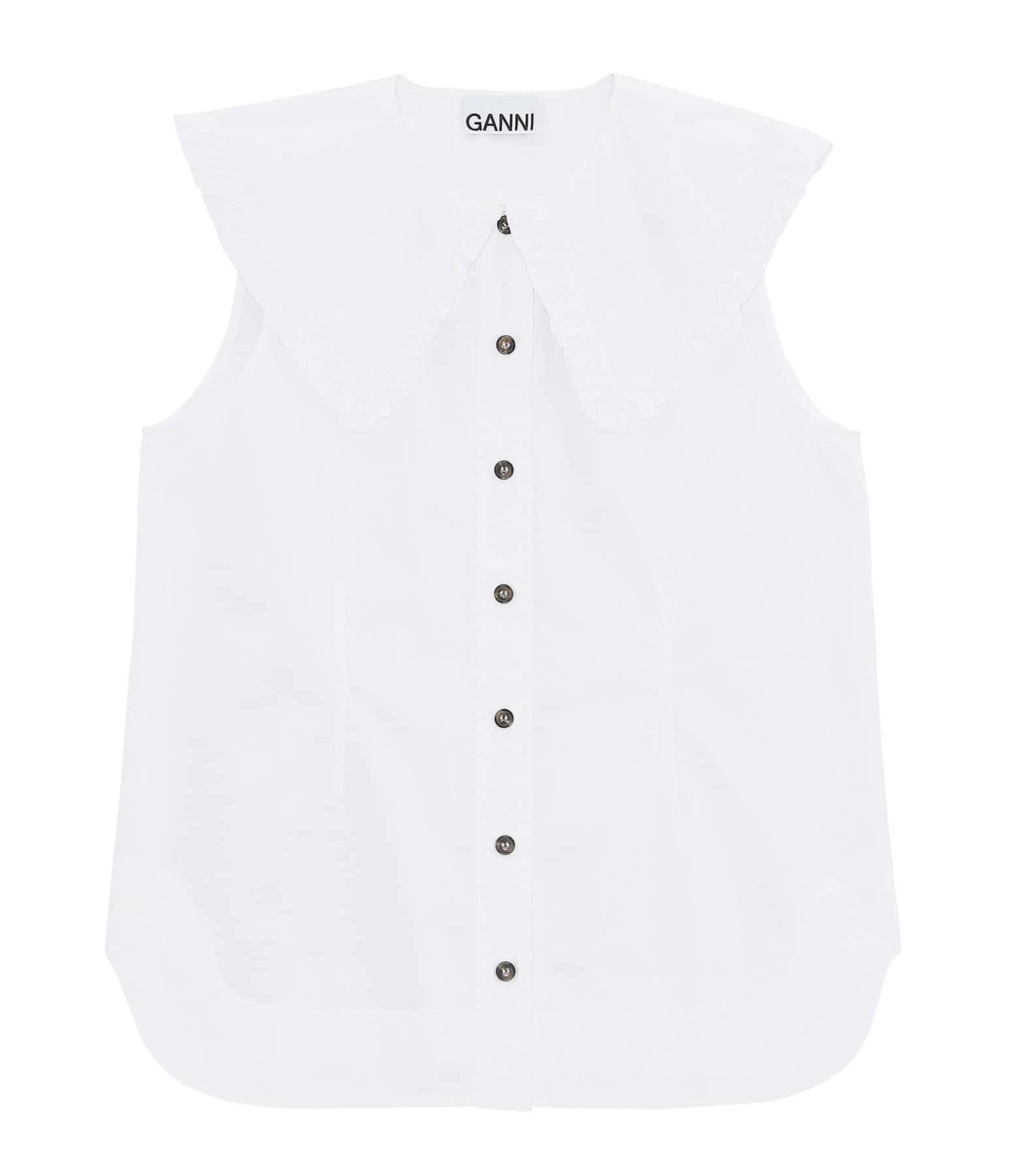 Ganni Top Coton Popeline Blanc 1 Ganni Top Coton Popeline Blanc
