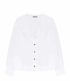 Ganni Chemise Coton Popeline Blanc