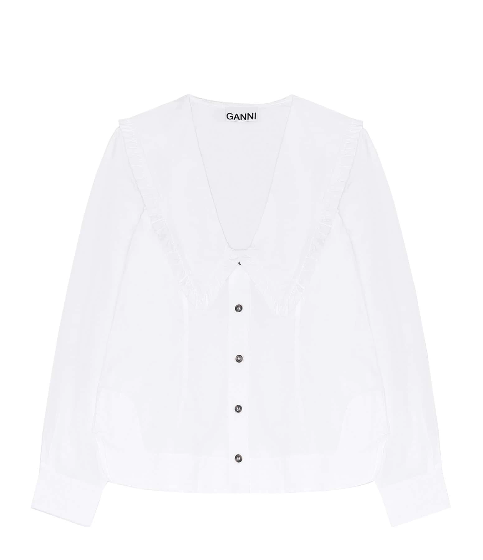 Ganni Chemise Coton Popeline Blanc 1 Ganni Chemise Coton Popeline Blanc