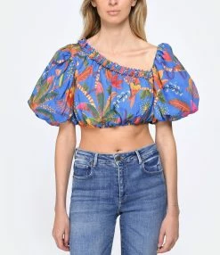 Farm Rio Top Macaw Imprimé Bleu -Majestic Filatures shop farm3 look20230215 4