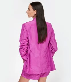 FORTE_FORTE Veste Blazer Coton Violet -Majestic Filatures shop fof10 look20221125 211
