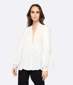 FORTE_FORTE Chemise Coton Soie Naturel -Majestic Filatures shop fof10 look20221215 279