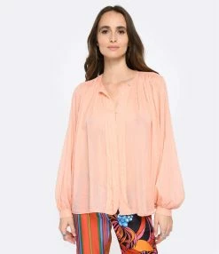 FORTE_FORTE Chemise Coton Soie Rose -Majestic Filatures shop fof10 look20221215 306
