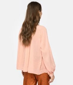 FORTE_FORTE Chemise Coton Soie Rose -Majestic Filatures shop fof10 look20221215 308