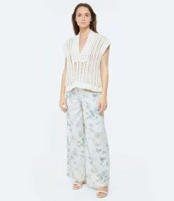 FORTE_FORTE Pull Sans Manches Maille Blanc Coton Naturel -Majestic Filatures shop fof10 look20230131 13