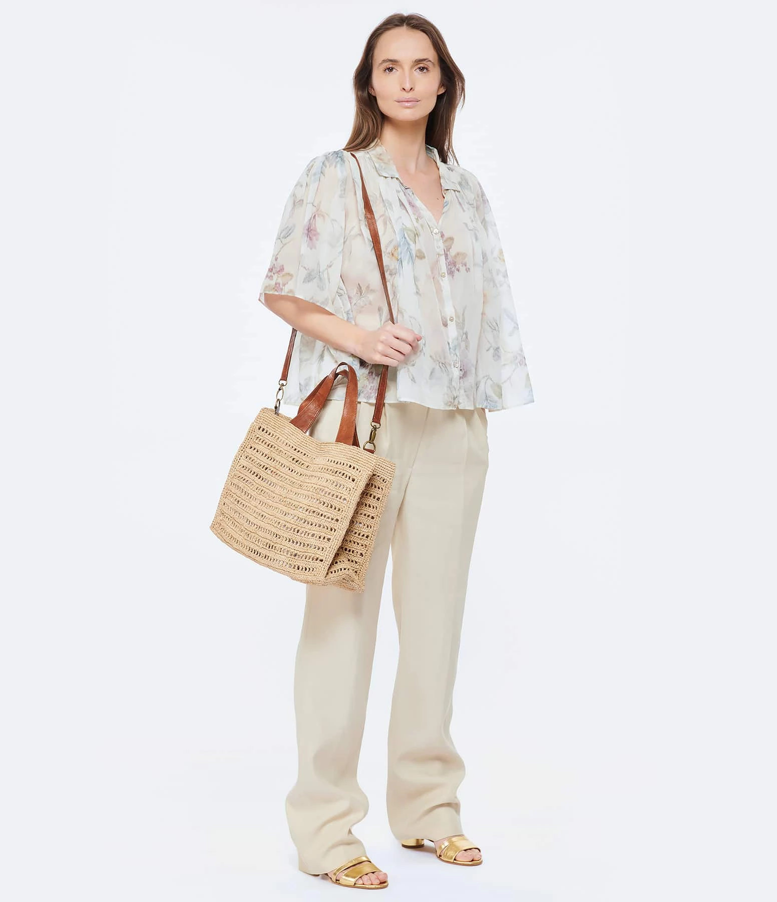 FORTE_FORTE Blouse Coton Imprimé Sable 4 FORTE_FORTE Blouse Coton Imprimé Sable – Image 4