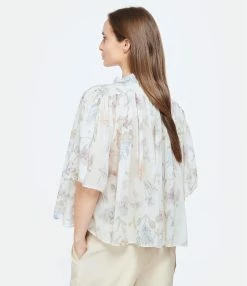 FORTE_FORTE Blouse Coton Imprimé Sable 6 FORTE_FORTE Blouse Coton Imprimé Sable -Majestic Filatures shop fof10 look20230131 186