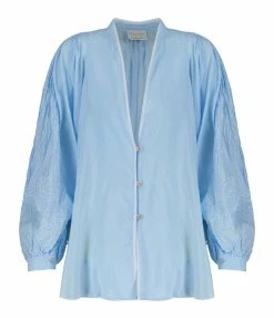 FORTE_FORTE Chemise Soie Bleu Ciel